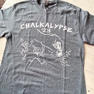 Chalkalypse '23 T-Shirt Gildan Graphic Tee Funny Stick‎ Figures Gray Small